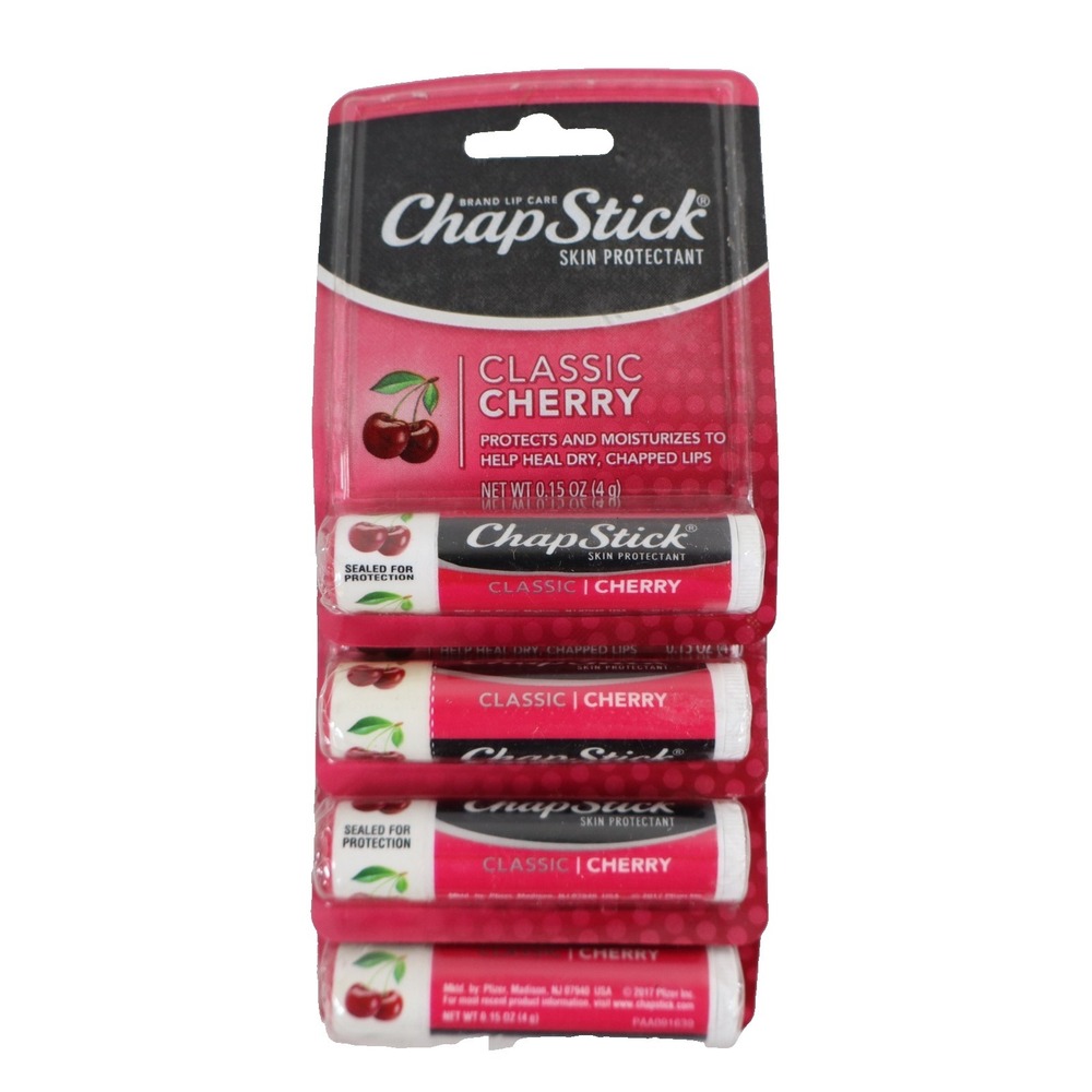 4 PACK ChapStick Classic Cherry Lip Balm Fruity & Sweet Lip Moisturizer 0.15 oz